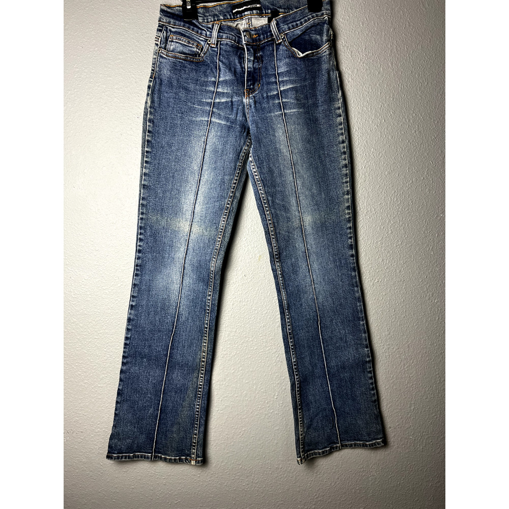 bebe Straight Leg Jeans in Medium Blue Wash